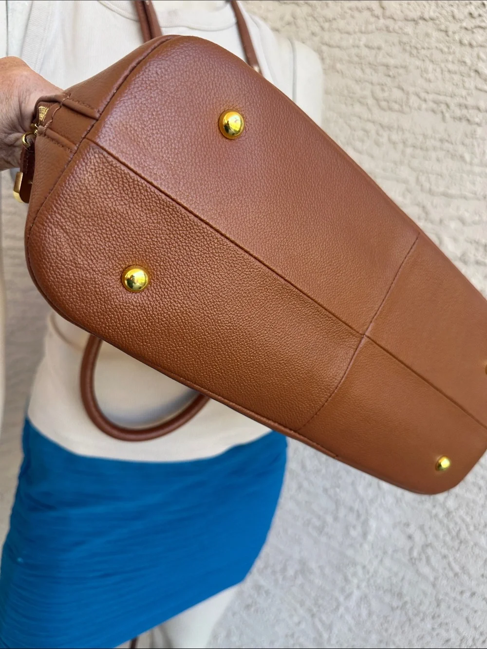Joy & Iman Caramel Brown Dome Satchel Handbag